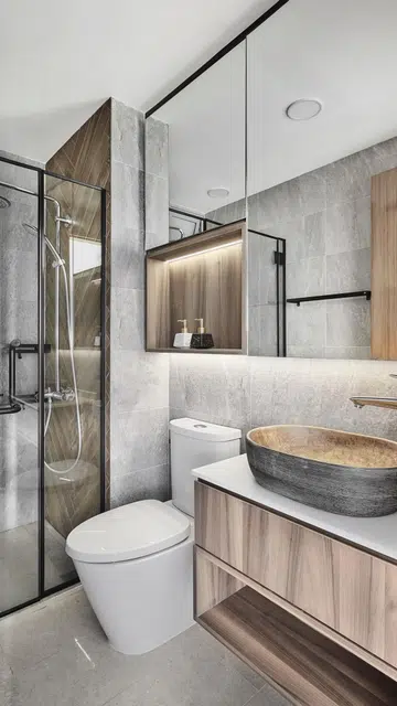 Bathroom in a 3 plus 1 bedroom apartment in Waterfront Key condominium along Bedok Reservoir Road.