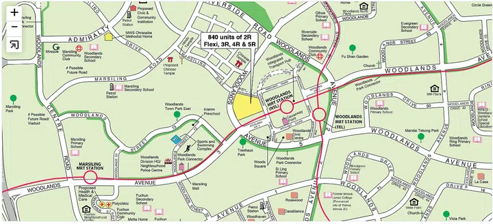 HDB BTO Dec 2023 Woodlands near Woodlands MRT Station. Image from HDB BTO Portal