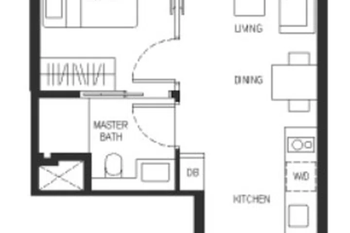 Kassia Condo 1-bedroom Type 1A floor plan.