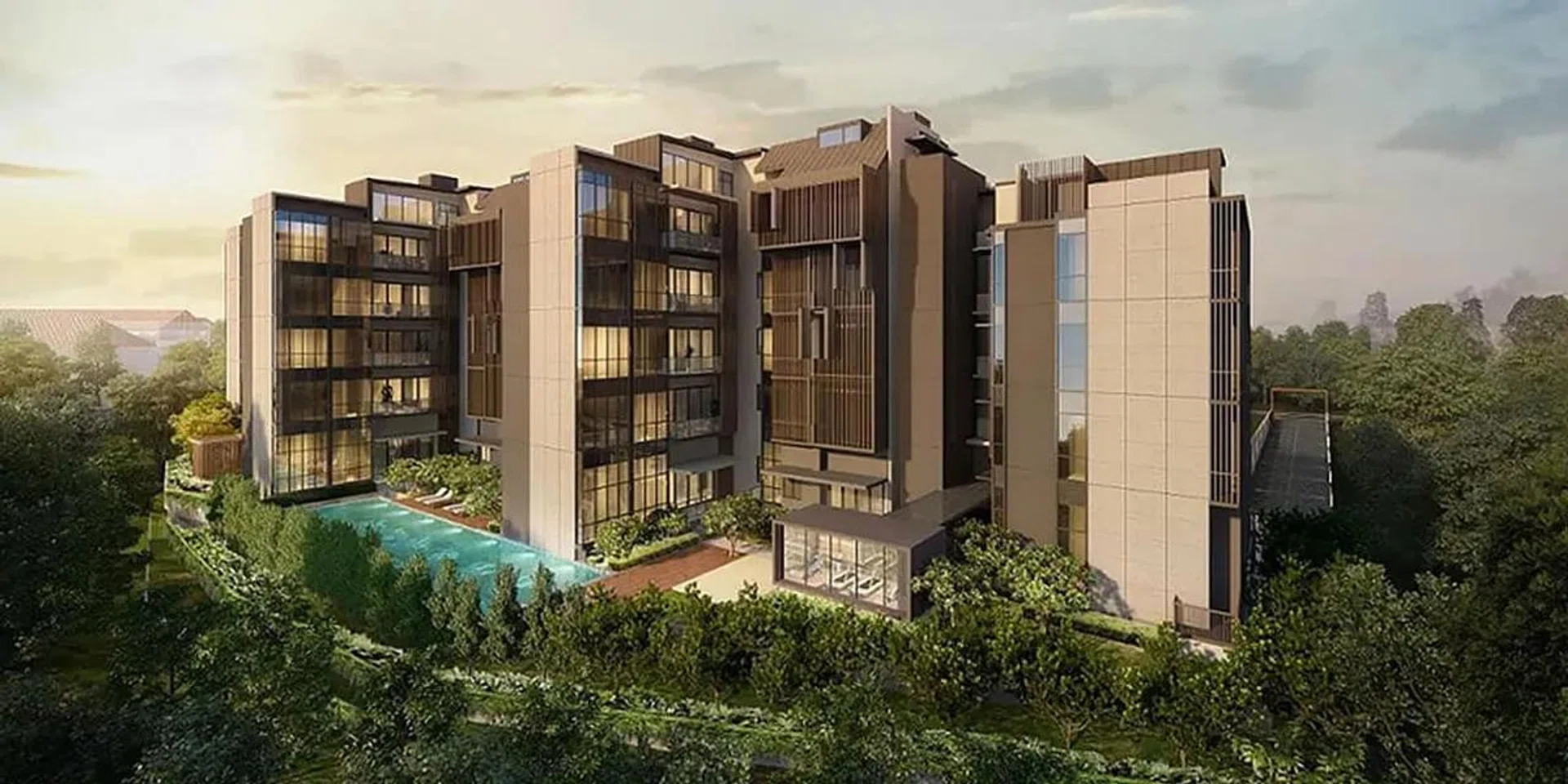 Artist's impression of the 35 Gilstead condominium aerial view façade. Image from official 35 Gilstead website