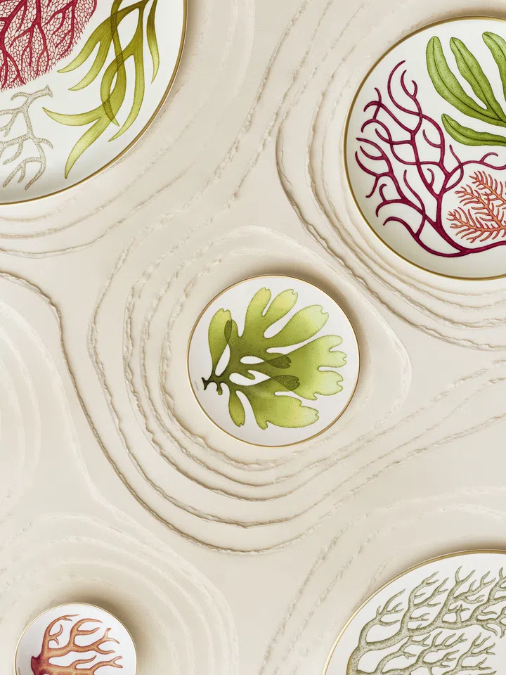 Hermès’ Natures Marines tableware collection spans 34 pieces of tableware.