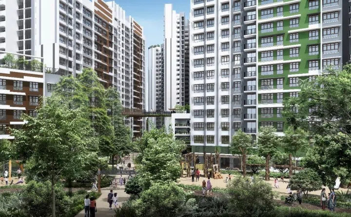 Artist's impression of the Punggol Point Crown BTO estate.