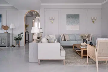 Living room in a 60-year-old couple’s 2-bedroom apartment in Parsi, Mumbai.