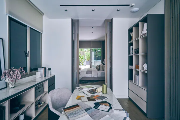  The creative suite, a light-filled workspace, connects directly to the master bedroom beyond.
