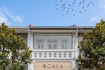 Building facade of the new CASA Polybuilding Experience Gallery that just opened along 164 East Coast Road in September 2026.