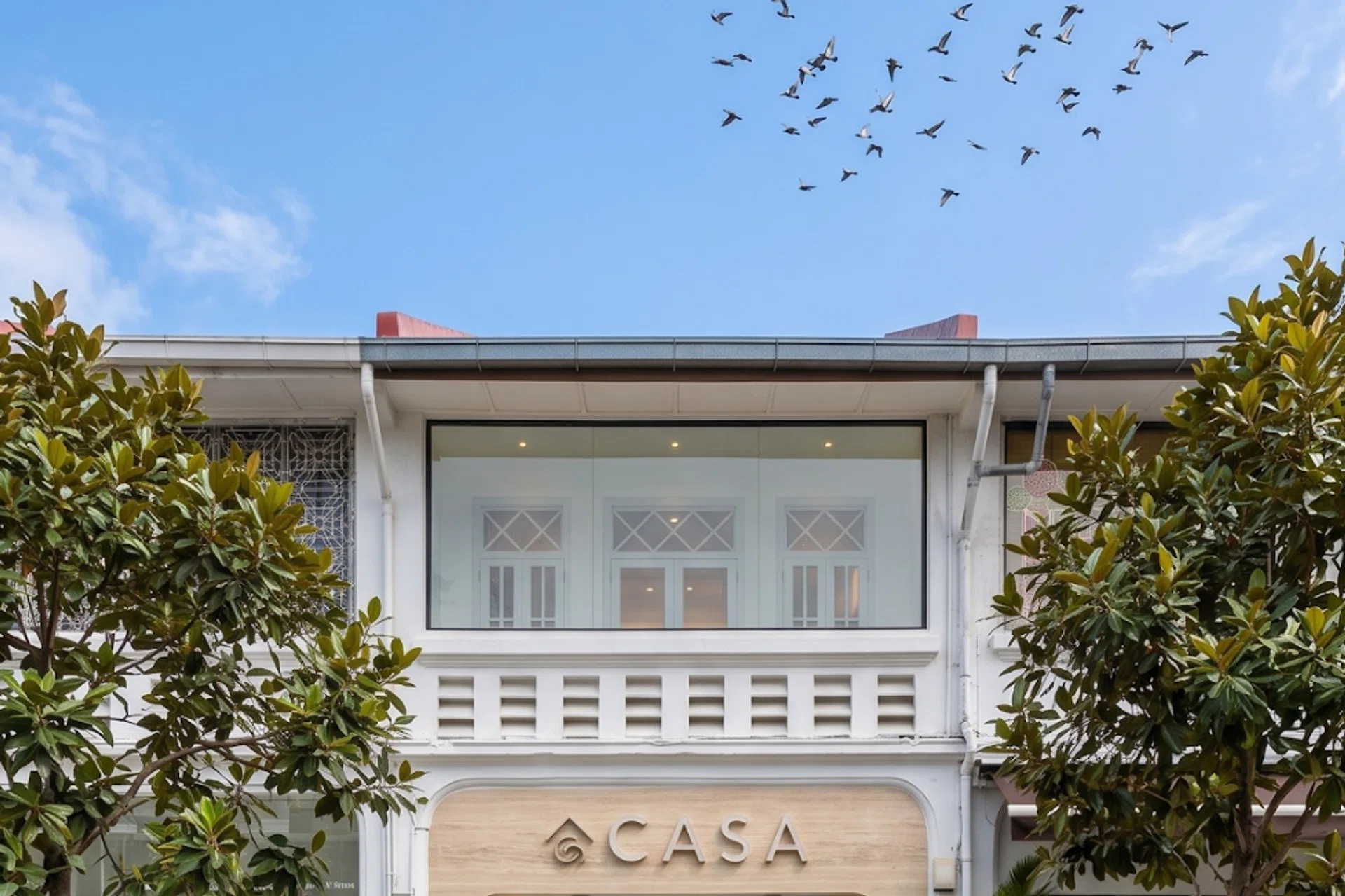 Building facade of the new CASA Polybuilding Experience Gallery that just opened along 164 East Coast Road in September 2026.