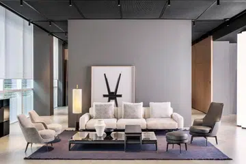 Rosso Italia Flexform Experience Living Centre - Flexform Guscioalto & Guscio(Armchair), Pico (Table) FeelGood (Ottoman) Softdream (Sofa)