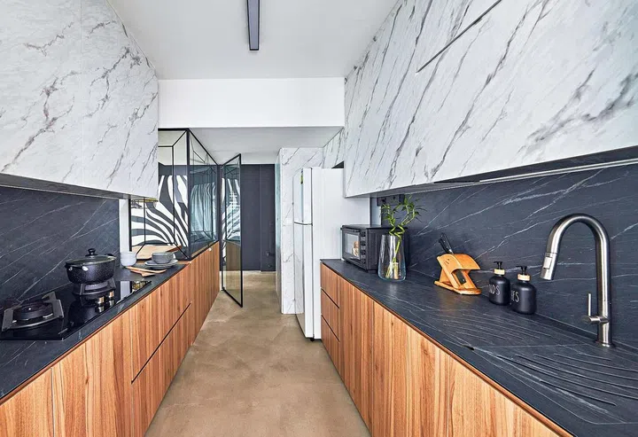 House Tour: 3-Room BTO in Punggol with $80,000 Zebra Prints, Black & White Renovation