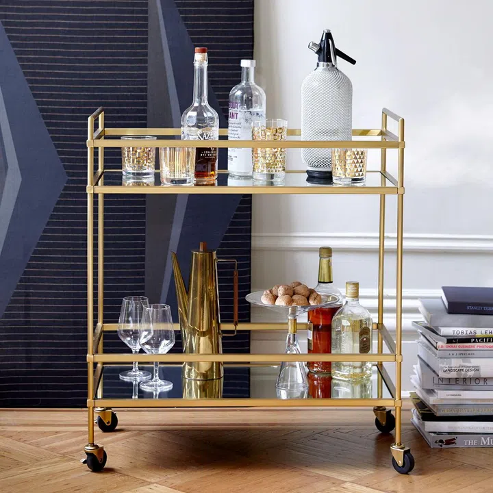10 Best Bar Cart Trolleys for Small Homes (West Elm Terrace Bar Cart)