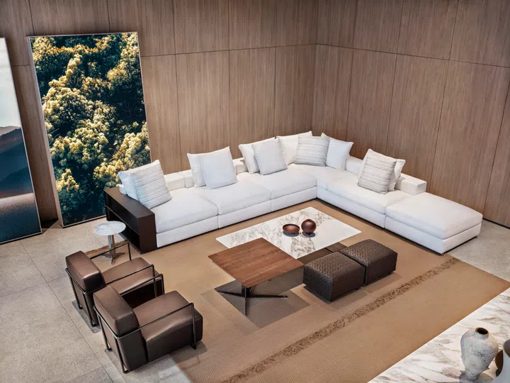 Rosso Italia Living Experience Centre - Flexform Groundpiece (Sofa), A.B.C (Armchair), Bangkok (Ottoman)
