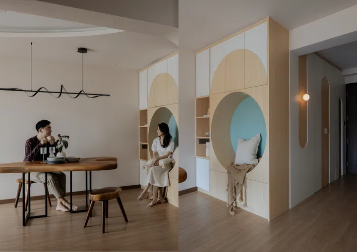 The little nook came as a delightful surprise to the couple, and was entirely the interior designer's initiative.