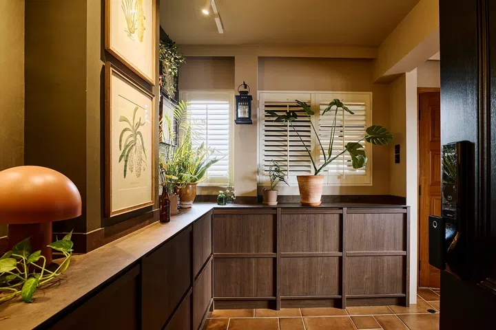 The foyer of a 4-room HDB in Little India, belonging to homeowners Patrick and Ian.