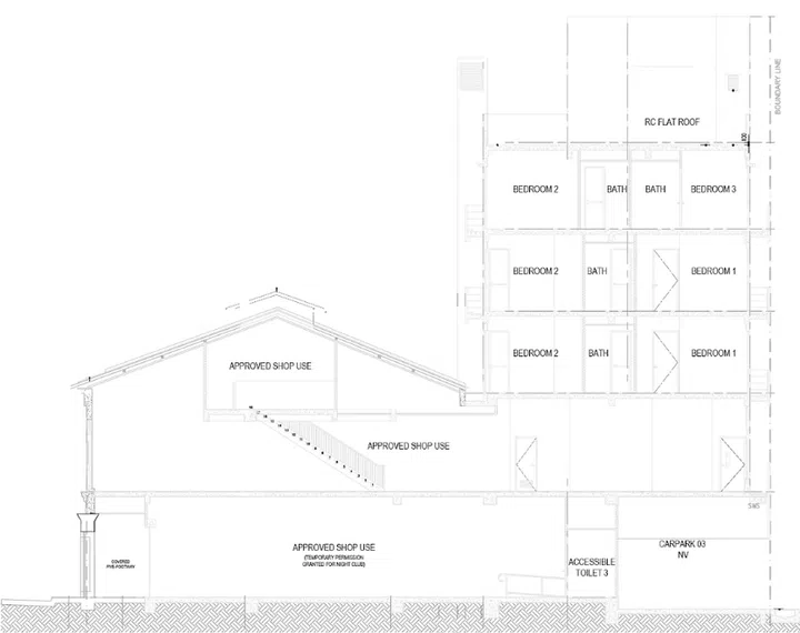Cross-sectional drawing of House of 223.