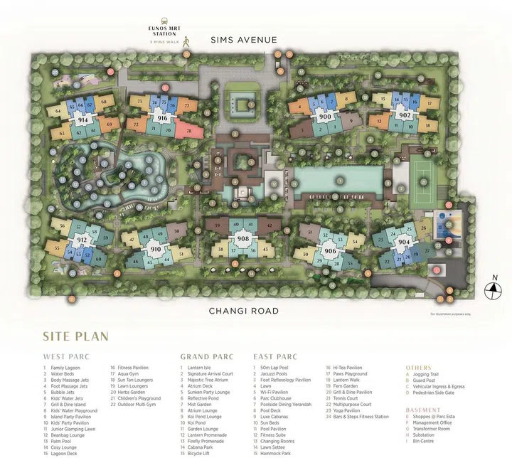 Parc Esta Condo Map Brochue Amenities. Image from Parc Esta Condo official website