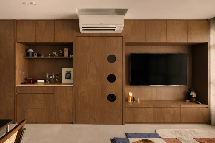 Ned Eichler Wood for TV console and home bar wall.