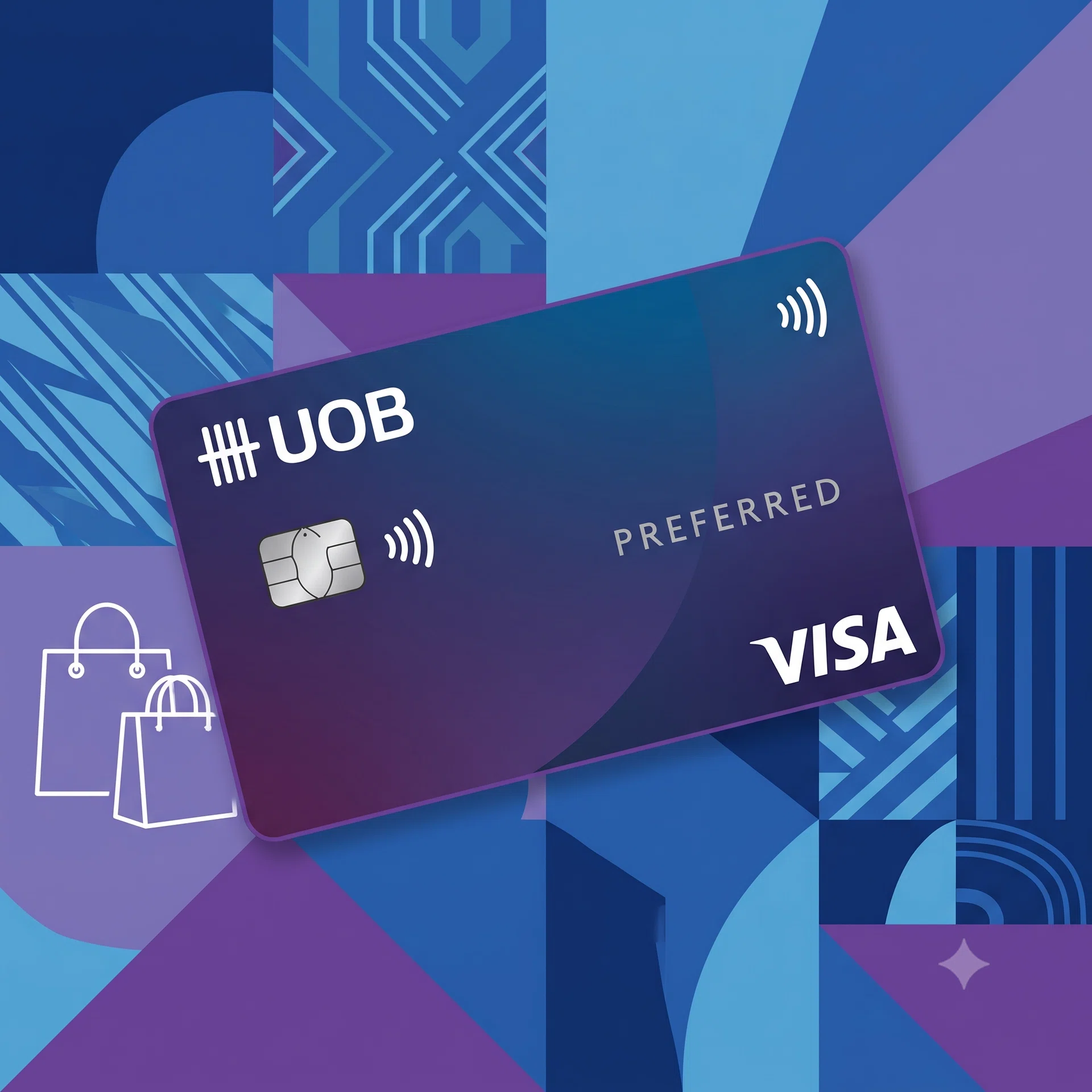 Illustration of the UOB Preferred Visa credit card.