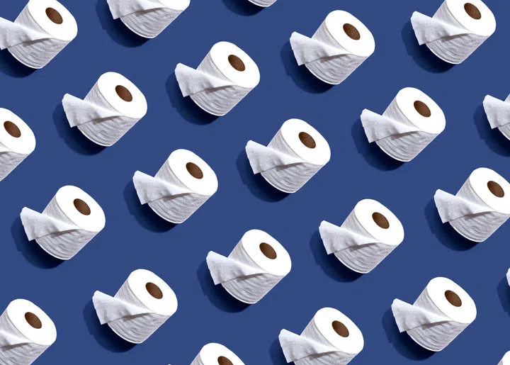 Toilet paper minimal pattern - overhead view flatlay