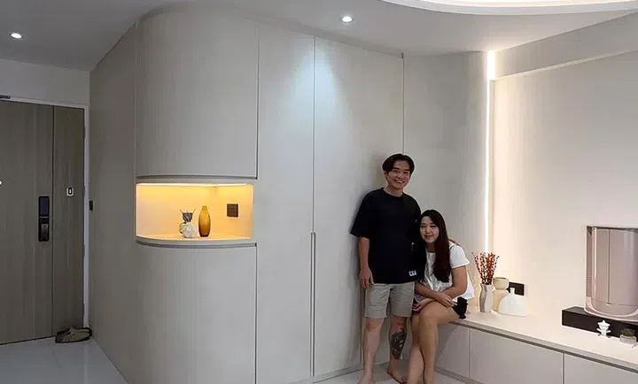 First-time home owners Melody Tan and Zegna Zheng, who are in their early thirties, spent about $52,000 on their renovation. They took a renovation loan of $30,000 from DBS Bank and paid cash for the rest.