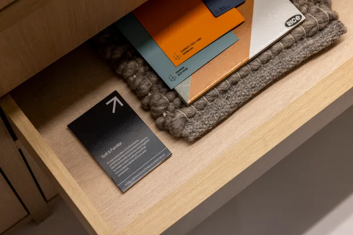 Material library in collaboration with Bolia & Rice in Lamitak City Bras Basah Complex.