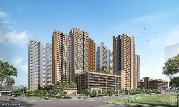 Artist's impression of Marsiling Peak 1 and 2 BTO in Woodlands, launched in June 2024. Image HDB