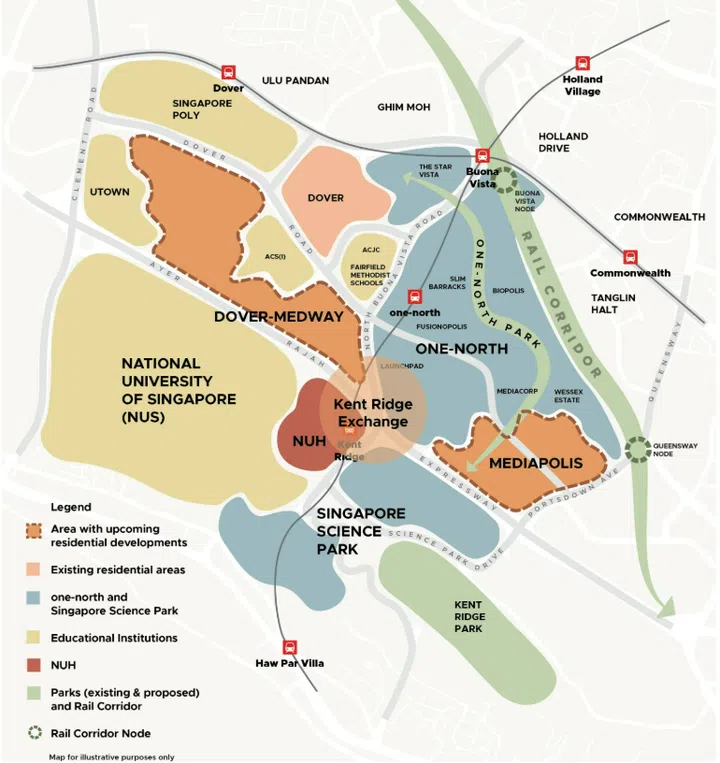Proposed map for Greater one-north in the URA Draft Master Plan 2025.