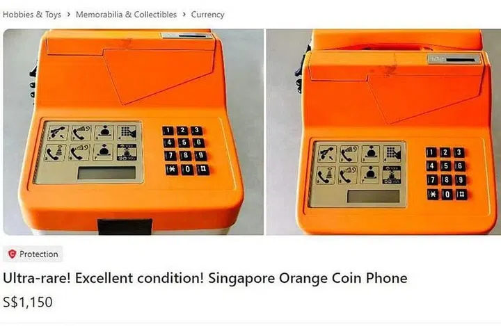 This iconic orange payphone was sold for $1,150 on Carousell. PHOTO: CAROUSELL