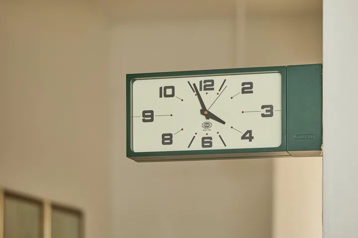 The Dulton double-faced clock—one of the most talked-about pieces—adds character and a sense of everyday rhythm.