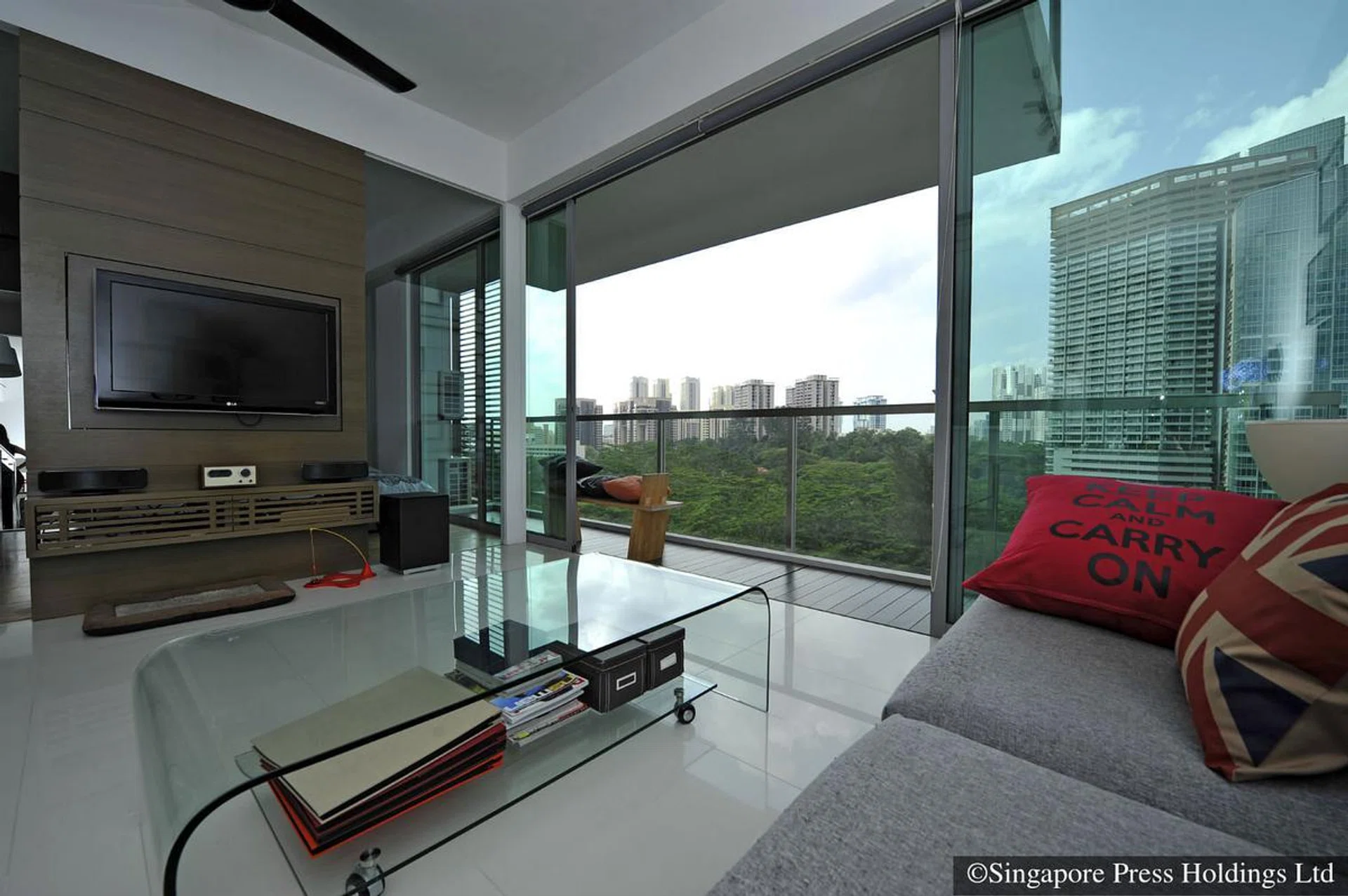 The interior of the living room of Power 98 DJ Shareen Wong's studio apartment in Buona Vista.