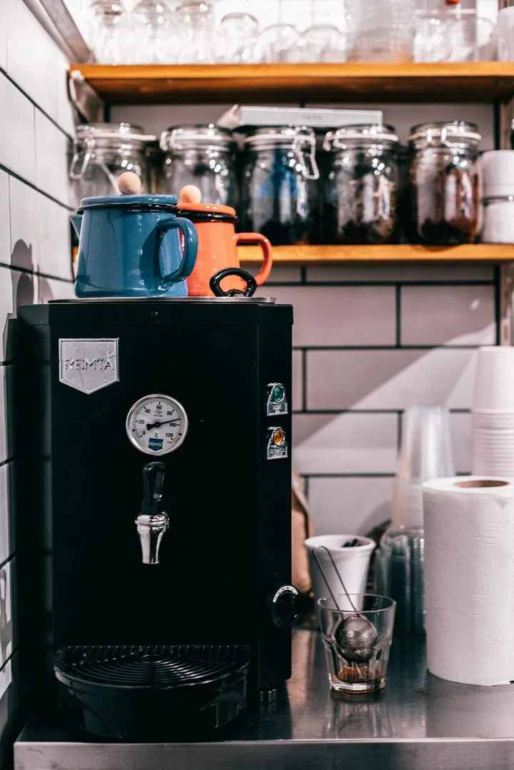 Coffee machine on a home kitchen countertop