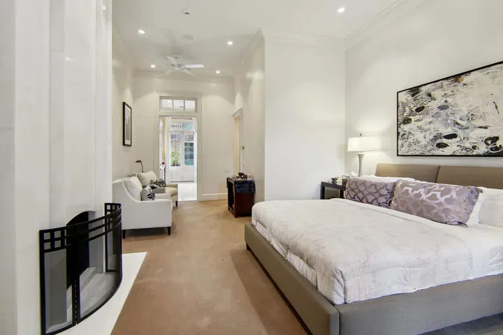 The primary suite includes a fireplace.