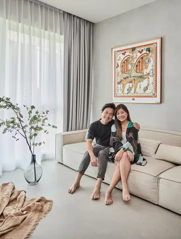 Jeffrey Heng and Jean Sim, the creative directors behind Ace Interior Design, posing in their thoughtfully designed home.