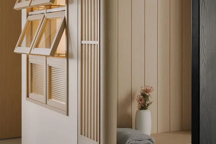 Toddler's bedroom with inward-facing windows for ventilation in a 4-room HDB in Punggol.