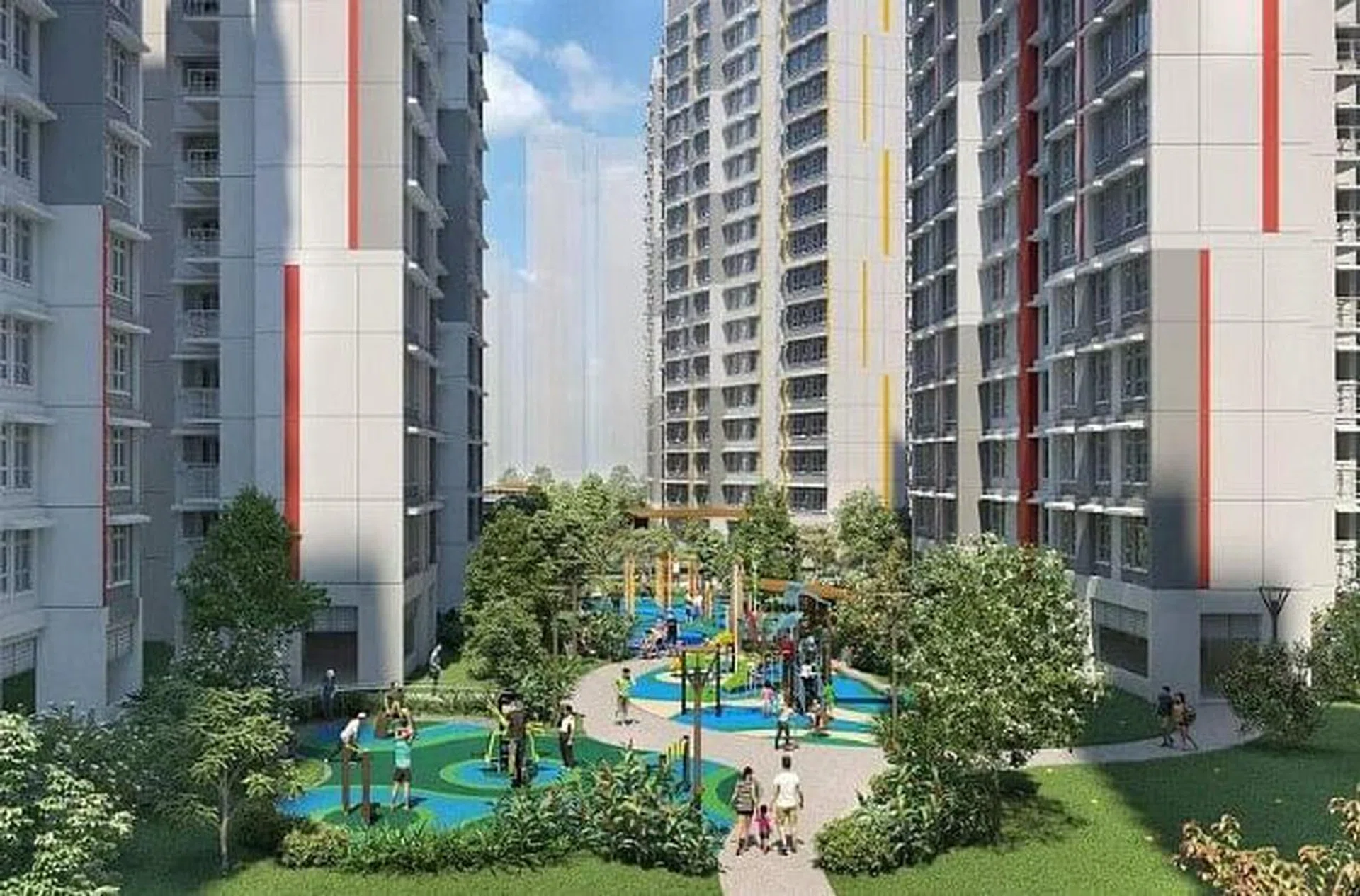 Matilda Riverside will have amenities such as playgrounds, a hardcourt, a common green with a multi-purpose court and a community gardening area on top of the multi-storey car park. PHOTO: HDB