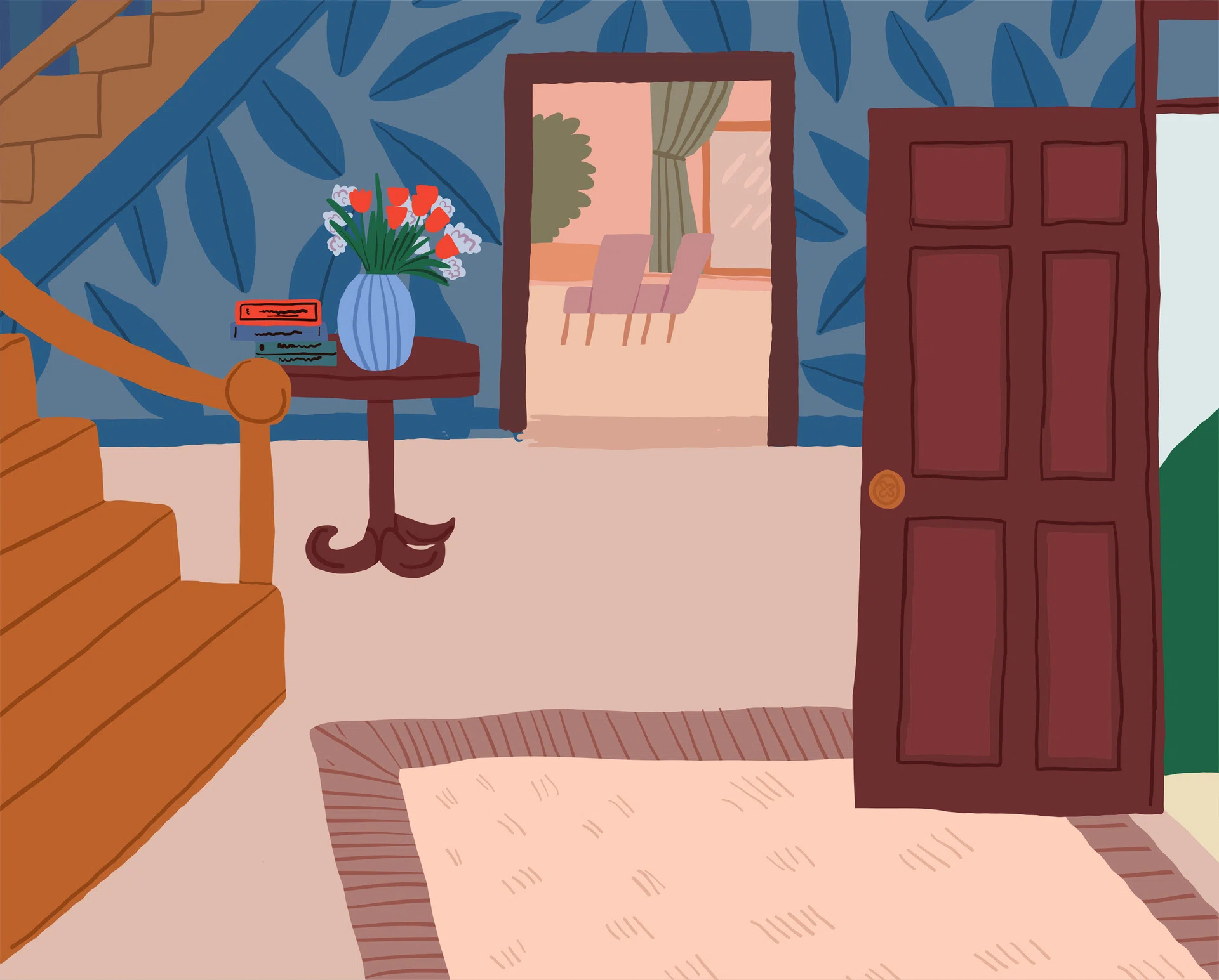 Modern Living Room Family House Interior Furniture Vector Illustration. Vector illustration