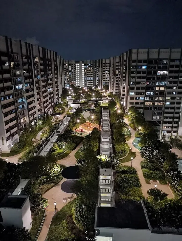 Bidadari Alkaff Oasis HDB BTO night view of the estate.