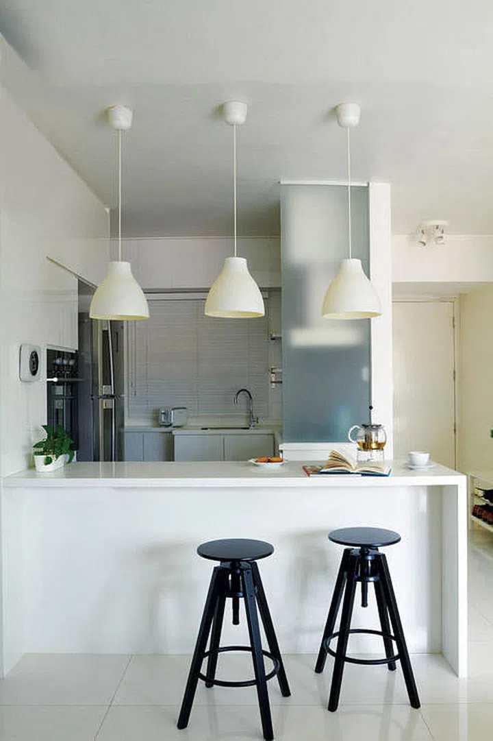 conceal pipes kitchen living counter