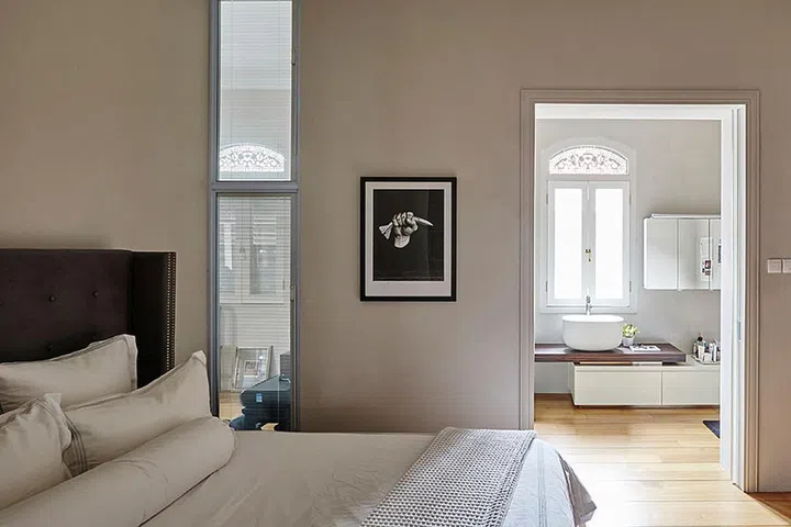 The simply furnished interior lets the space and history do the talking.