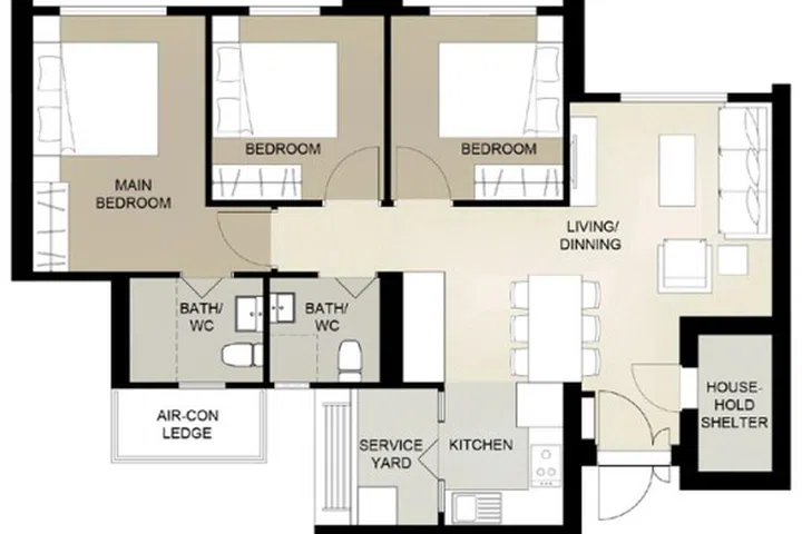Kallang View BTO 4-room floor plan (89 sqm).