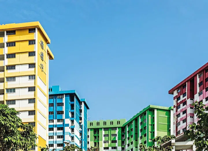 Singapore-22 JUL 2017:colorful Singapore HDB residential building,Rochor centre