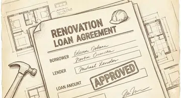 A  drawing illustration of a renovation loan document.