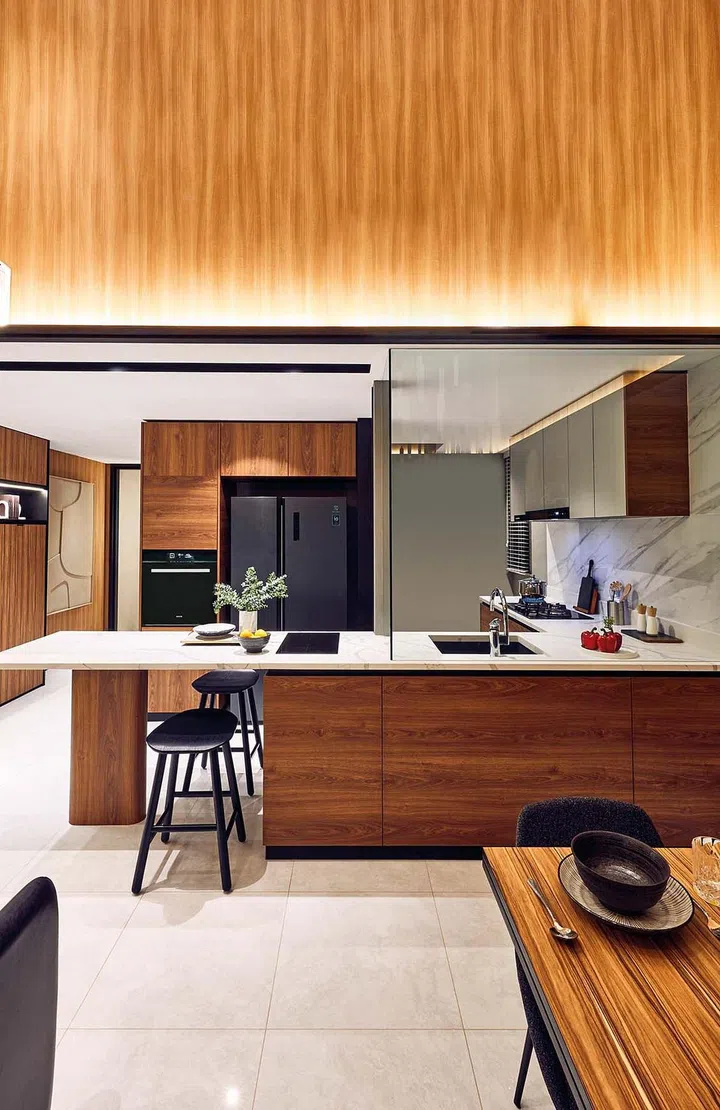 A smart home kitchen setup in Blossoms by the Park condominium. Photo Veronica Tay. Art direction Nonie Chen