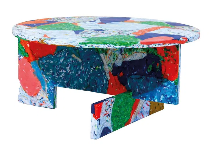 The recycled materials create interesting colours and textures, thanks to their former uses.