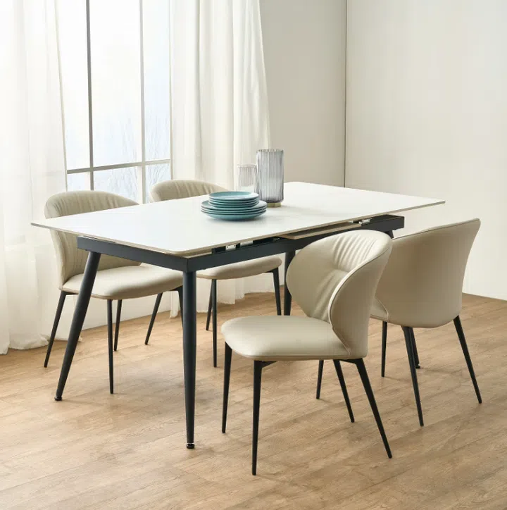 Syla Extendable Dining Table 1.6m-2m - Marble White (Sintered Stone)