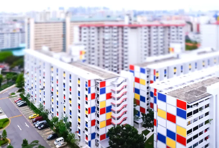 Singapore-04 JAN 2017:Singapore HDB residential area, aerial day view.