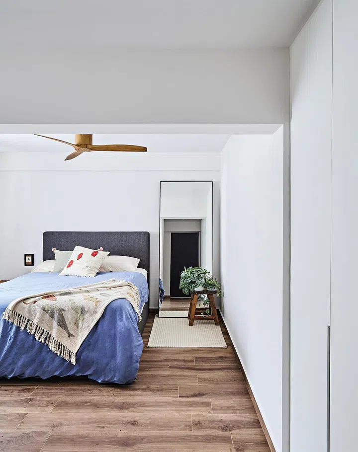Master bedroom with timber flooring