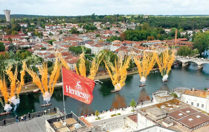 COGNAC, FRANCE - SEPTEMBER 25: In this handout image provided by Hennessy, Hennessy Cognac Maison &amp; internationally renowned artist Cai Guo Qiang present "The World Odyssey", a pyrotechnic performance celebrating the 150th anniversary of Hennessy X.O Cognac, on September 25th, 2020 in Cognac, France