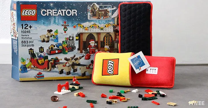 man wearing lego slippers stepping on lego