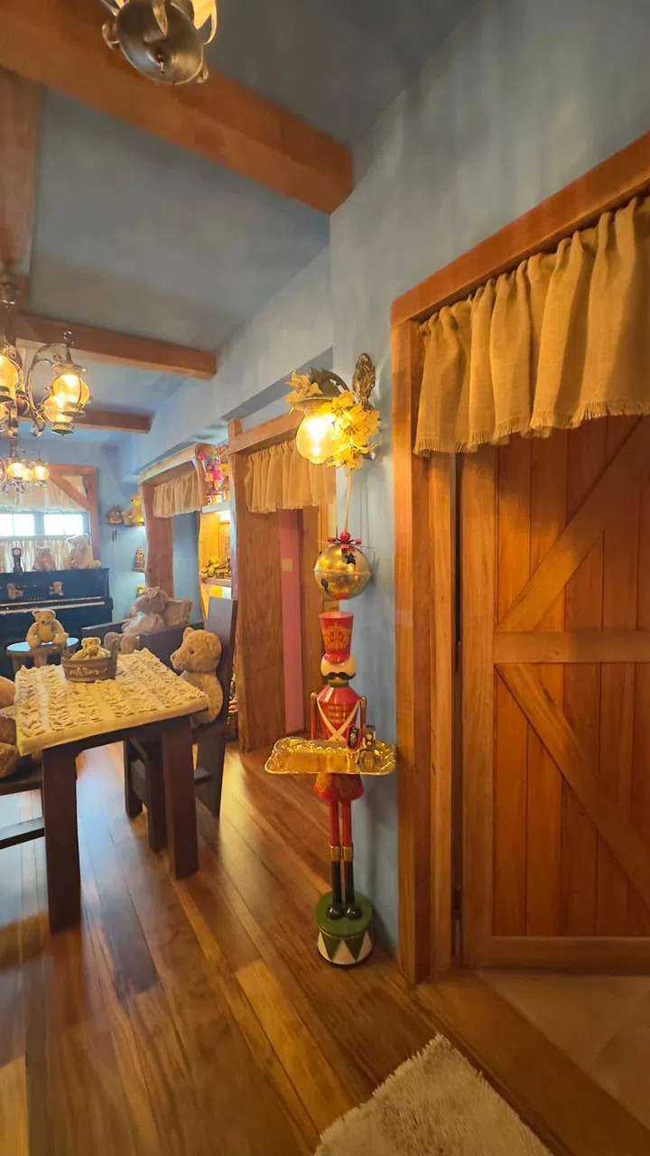 Matching decor is seen throughout the home. 