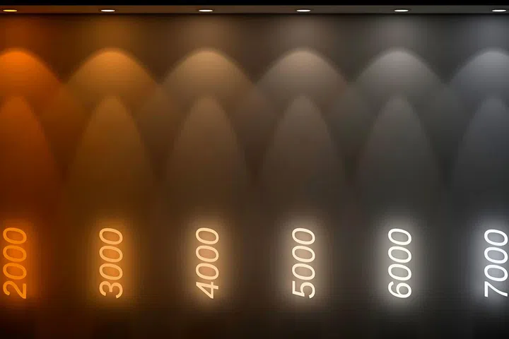 Fom left: Extra warm white 2700K, Warm White 3000K, Cool White 4000K, Daylight 5000K to 6500K