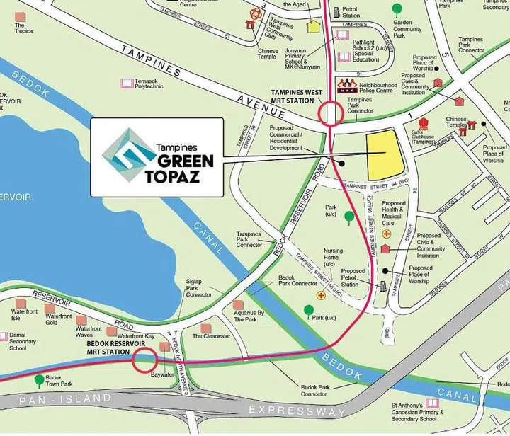 Map of Tampines Green Topaz BTO launched in June 2024. Image HDB